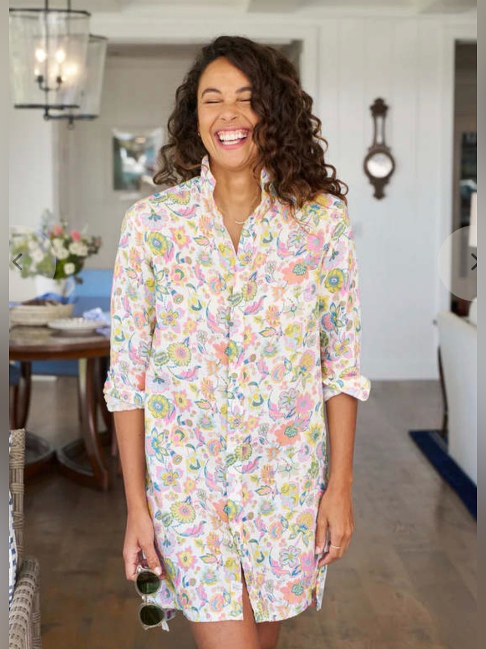 Frank & Eileen Hunter Step Hem Dress - Multi Color Floral, Size L